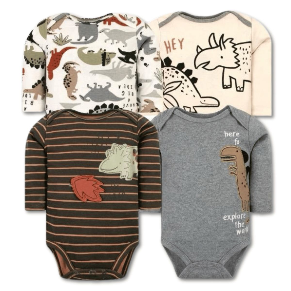 TEDMIMAK - Pack 4 Bodys Bebé Niño Manga Larga Tedmimak 100% Algodón