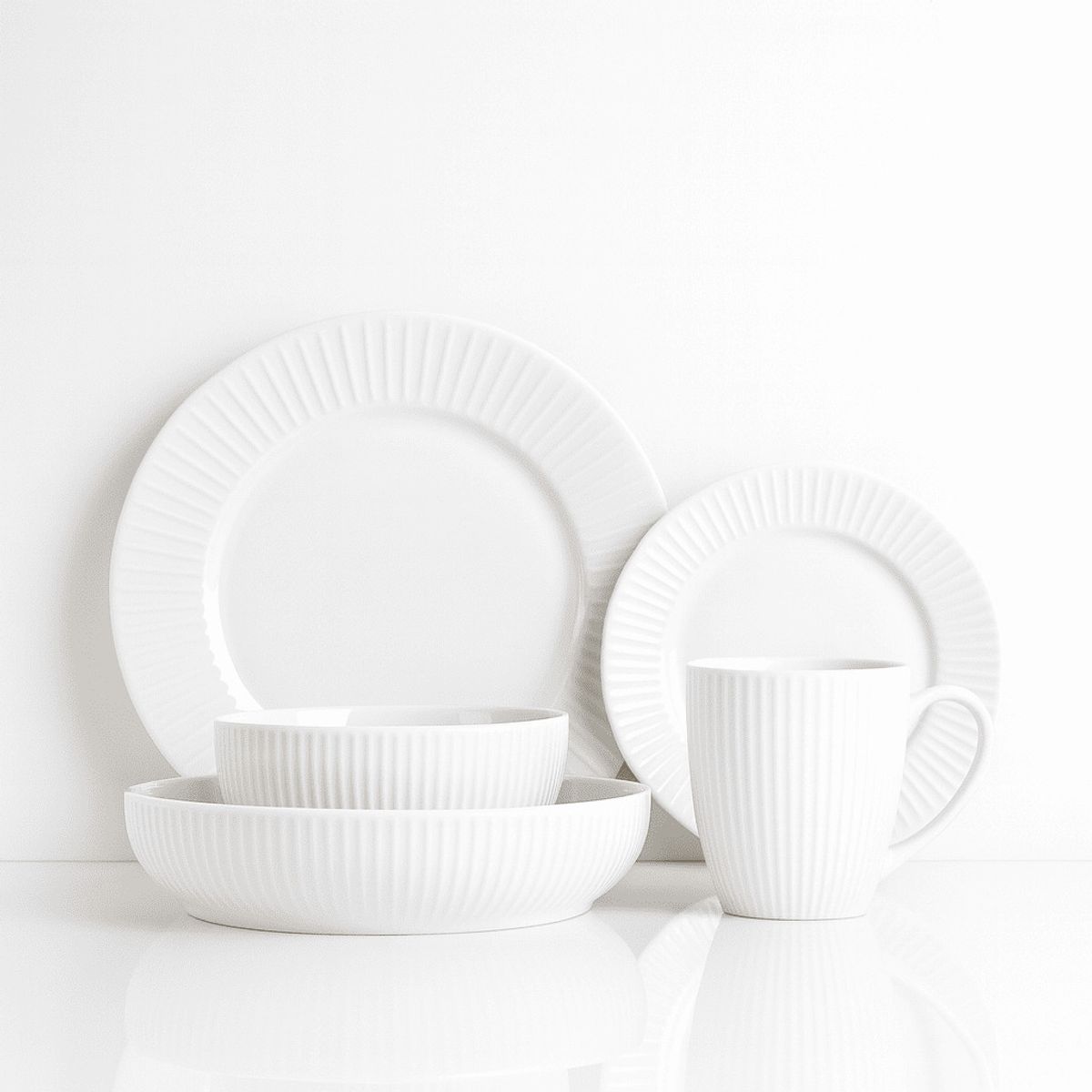 FANTUZZI - Juego de Vajilla Porcelana 20 Piezas Blanco Fantuzzi