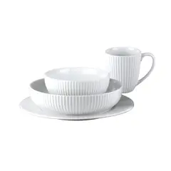 FANTUZZI - Juego de Vajilla Porcelana 20 Piezas Blanco
