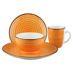 FANTUZZI - Juego de Vajilla Ceramica 16 Piezas Naranja