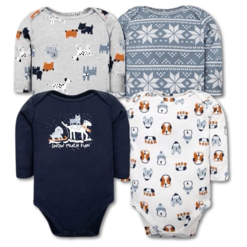 TEDMIMAK - Pack 4 Bodys Bebé Niño Manga Larga 100% Algodón Little Adventurers