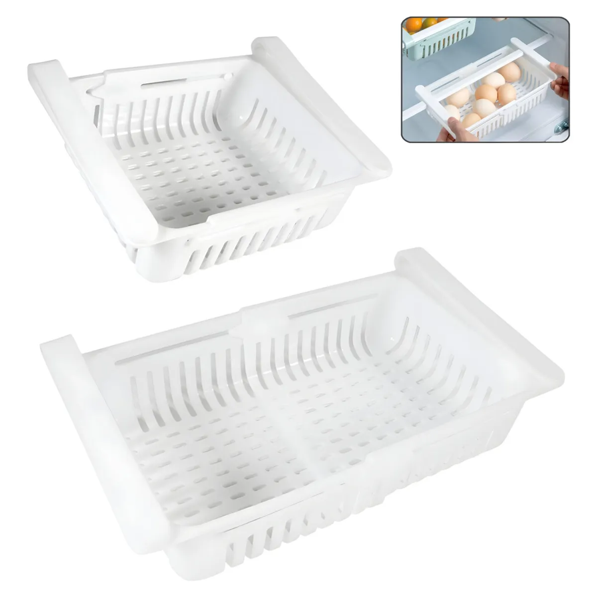 GENERICO - X2 Cesta Organizar Refrigerador Cocina Retractil Telescópic