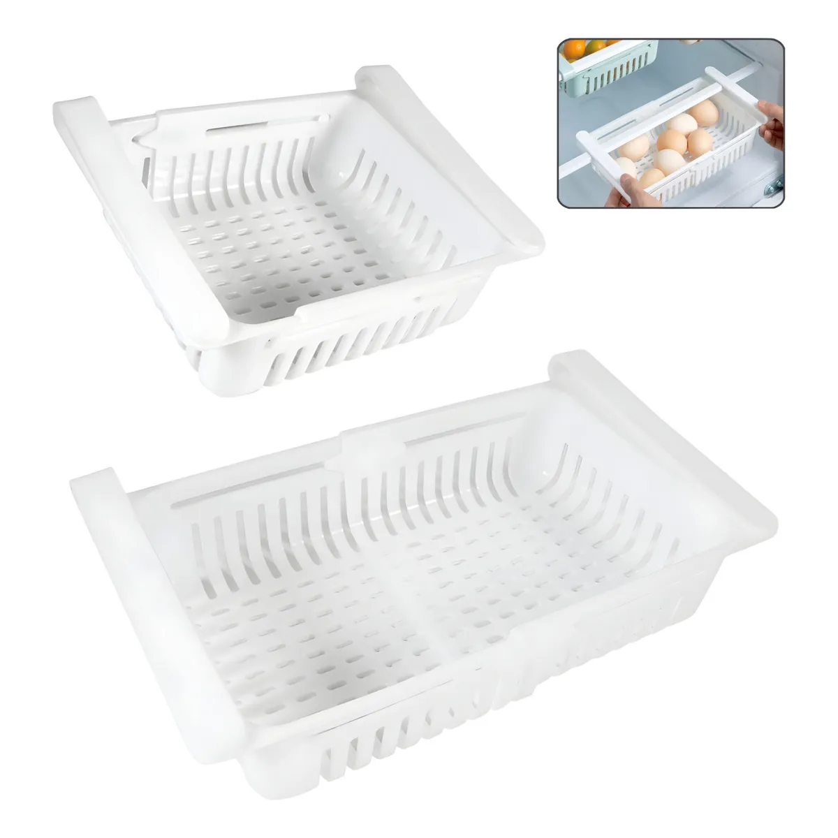 GENERICO - X2 Cesta Organizar Refrigerador Cocina Retractil Telescópic