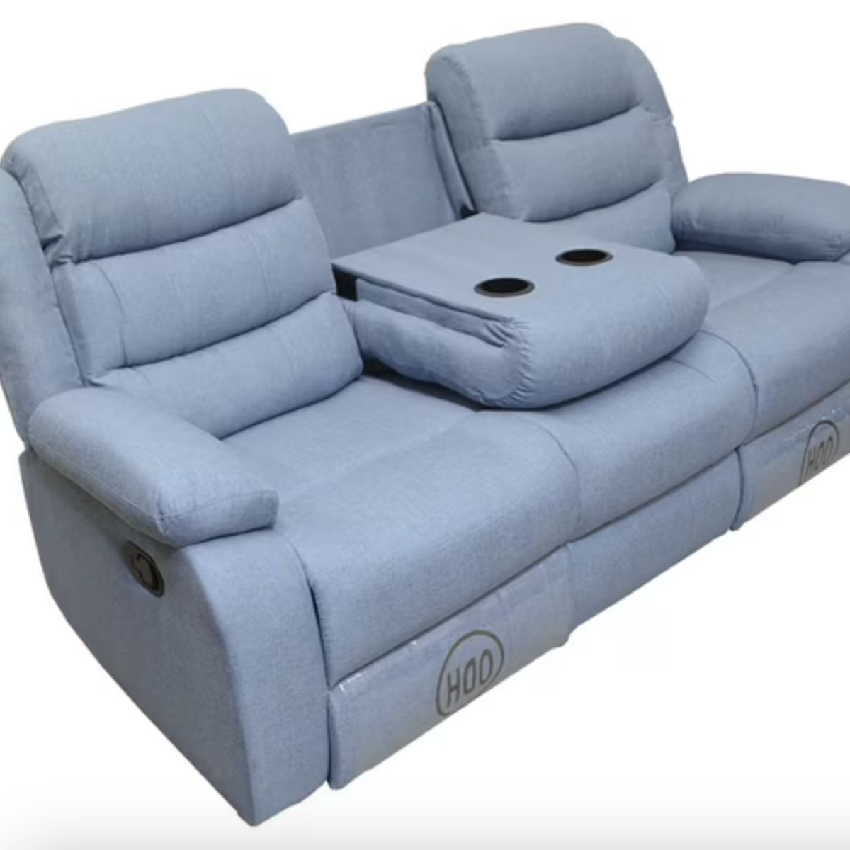 GENERICO - Sofá ODH Reclinable 3 Cuerpos Posa Vaso New Italia Lino Celeste