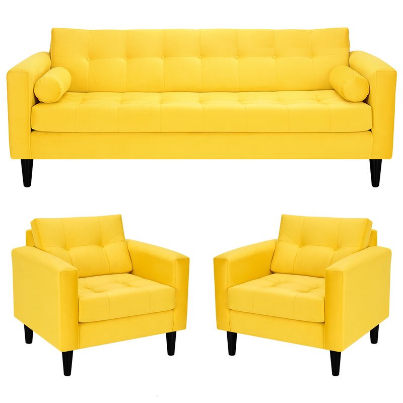 BODEVIR - Sofa Retro 3CG+1+1 Felpa 00 Amarillo