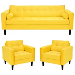 BODEVIR - Sofa Retro 3CG+1+1 Felpa 00 Amarillo
