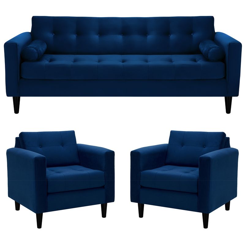 BODEVIR - Sofa Retro 3CG+1+1 Felpa 00 Azul Marino