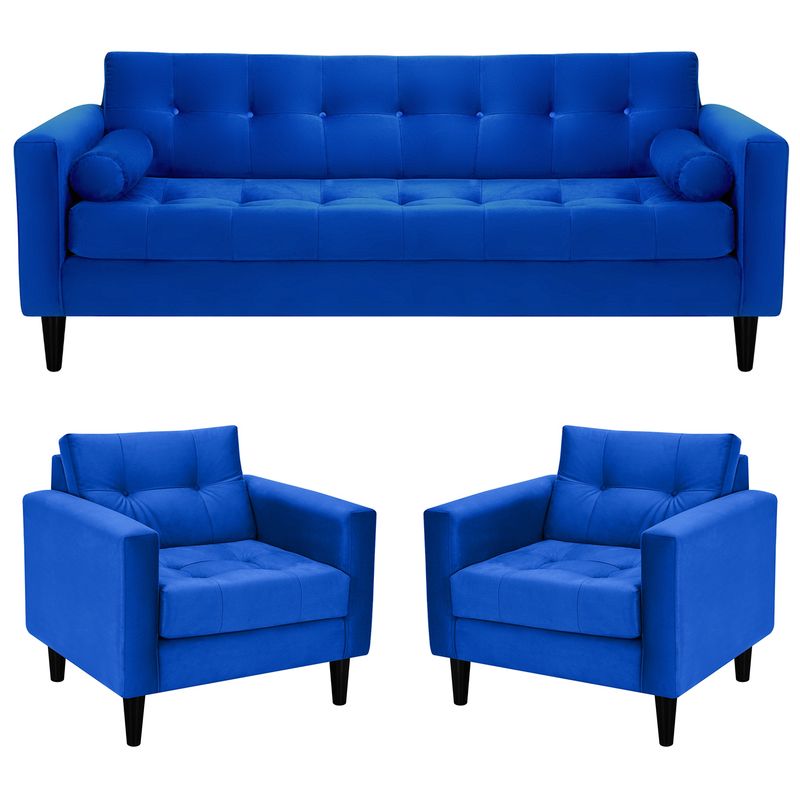 BODEVIR - Sofa Retro 3CG+1+1 Felpa 00 Azul Rey