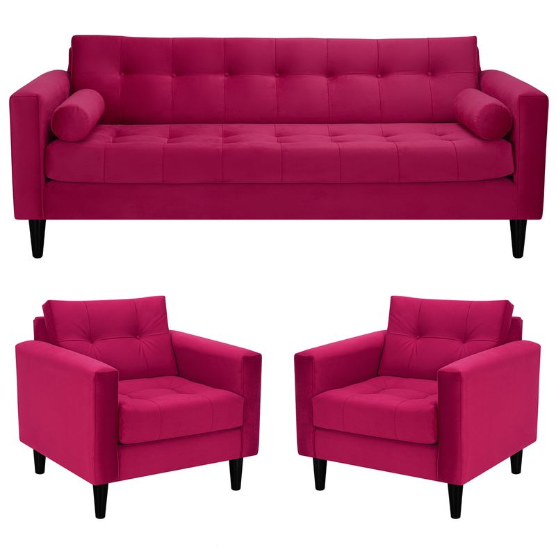 BODEVIR - Sofa Retro 3CG+1+1 Felpa 00 Burdeo