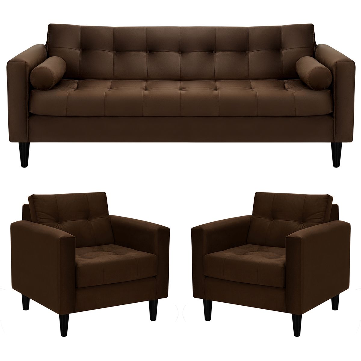 BODEVIR - Sofa Retro 3CG+1+1 Felpa 00 Chocolate