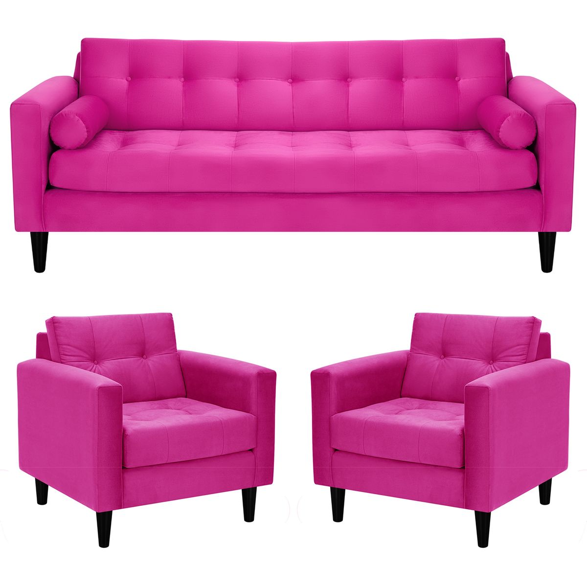 BODEVIR - Sofa Retro 3CG+1+1 Felpa 00 Fucsia