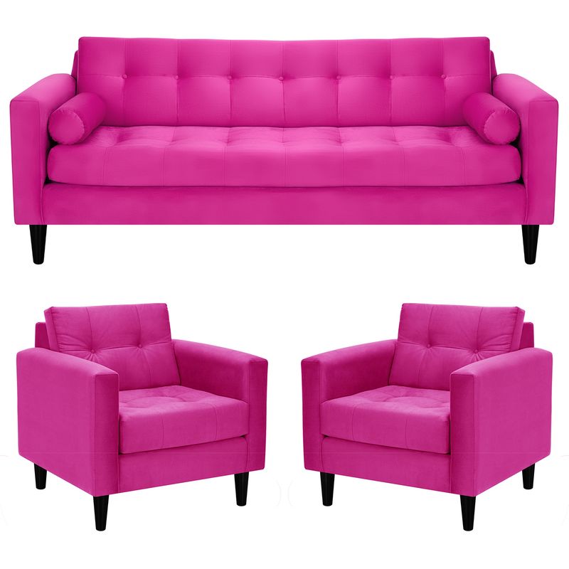 BODEVIR - Sofa Retro 3CG+1+1 Felpa 00 Fucsia