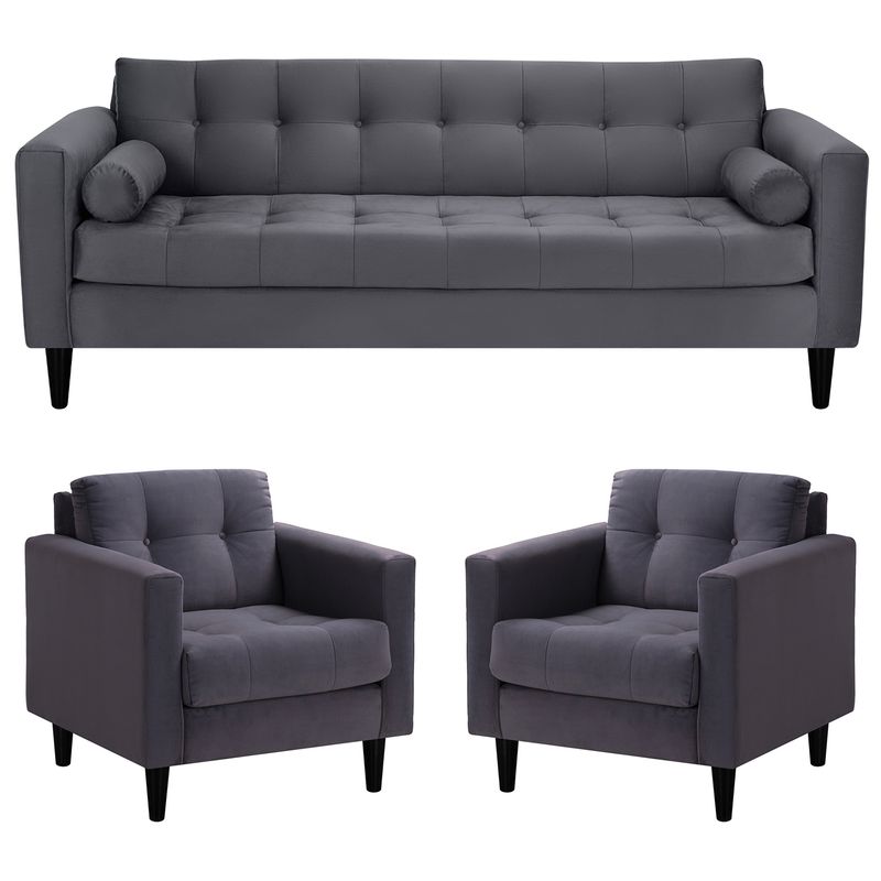 BODEVIR - Sofa Retro 3CG+1+1 Felpa 00 Gris