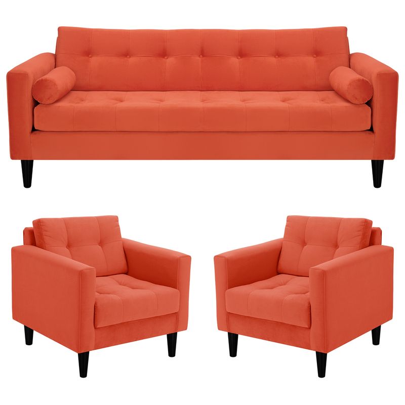 BODEVIR - Sofa Retro 3CG+1+1 Felpa 00 Naranja