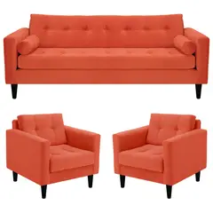BODEVIR - Sofa Retro 3CG+1+1 Felpa 00 Naranja