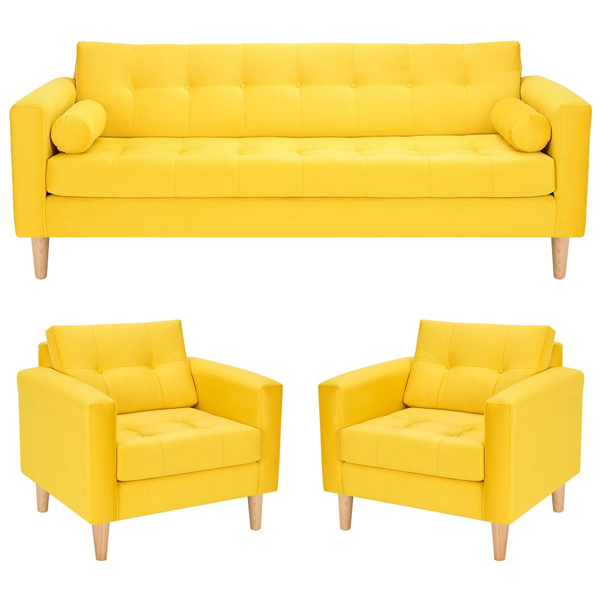 BODEVIR - Sofa Retro 3CG+1+1 Felpa 05 Amarillo