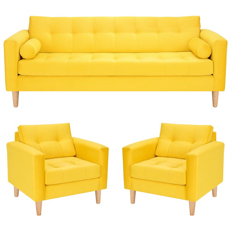 BODEVIR - Sofa Retro 3CG+1+1 Felpa 05 Amarillo