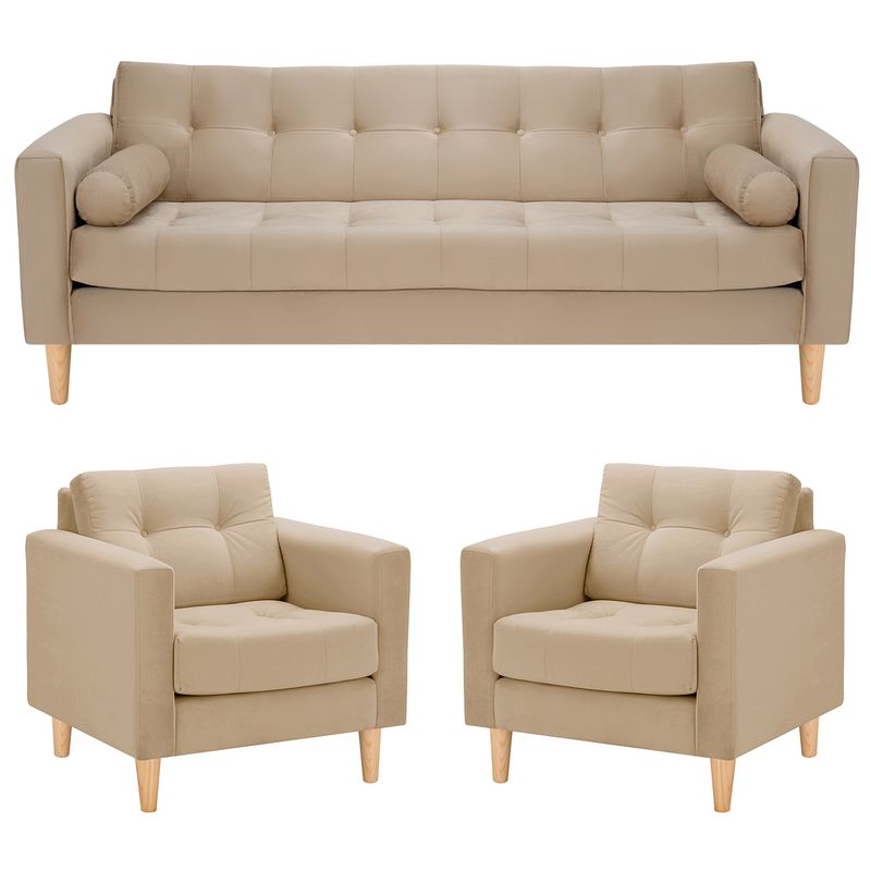 BODEVIR - Sofa Retro 3CG+1+1 Felpa 05 Beige