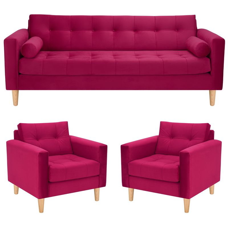 BODEVIR - Sofa Retro 3CG+1+1 Felpa 05 Burdeo