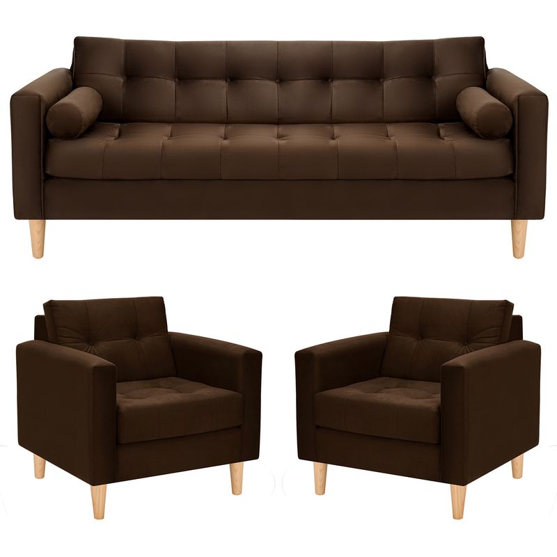 BODEVIR - Sofa Retro 3CG+1+1 Felpa 05 Chocolate