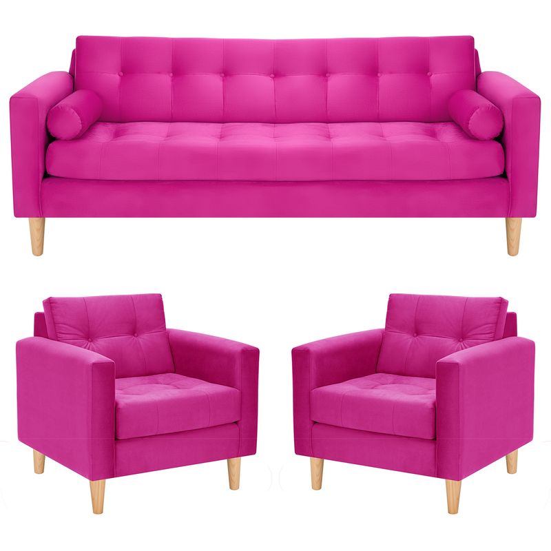 BODEVIR - Sofa Retro 3CG+1+1 Felpa 05 Fucsia