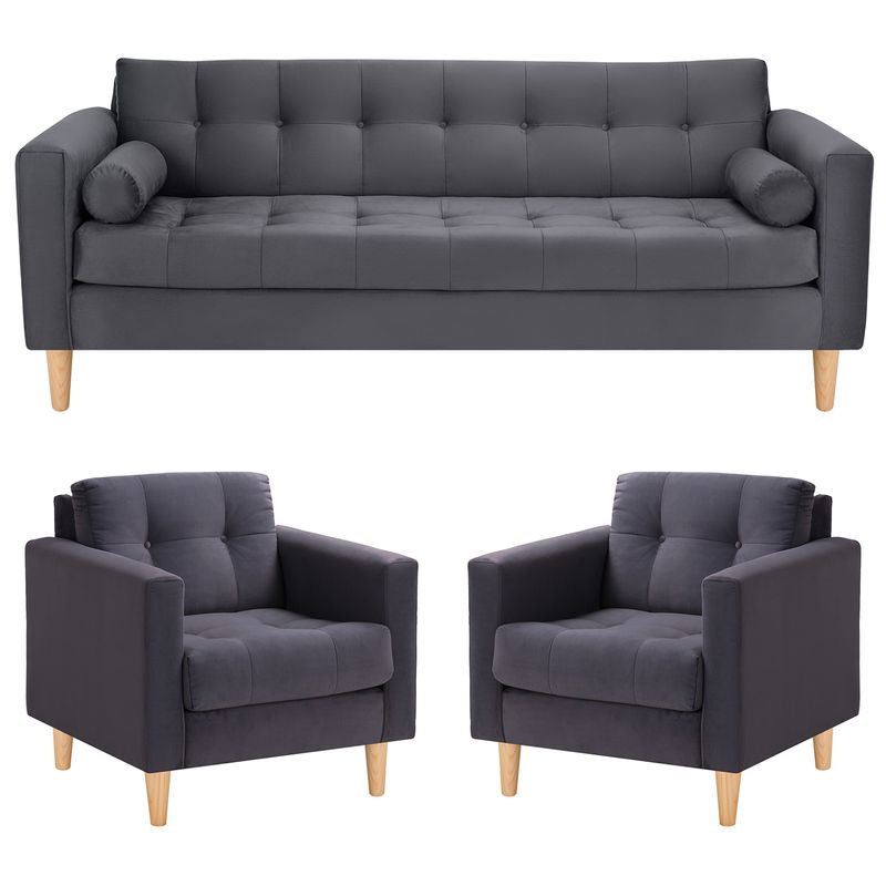 BODEVIR - Sofa Retro 3CG+1+1 Felpa 05 Gris