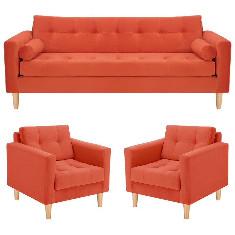 BODEVIR - Sofa Retro 3CG+1+1 Felpa 05 Naranja