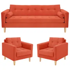 BODEVIR - Sofa Retro 3CG+1+1 Felpa 05 Naranja