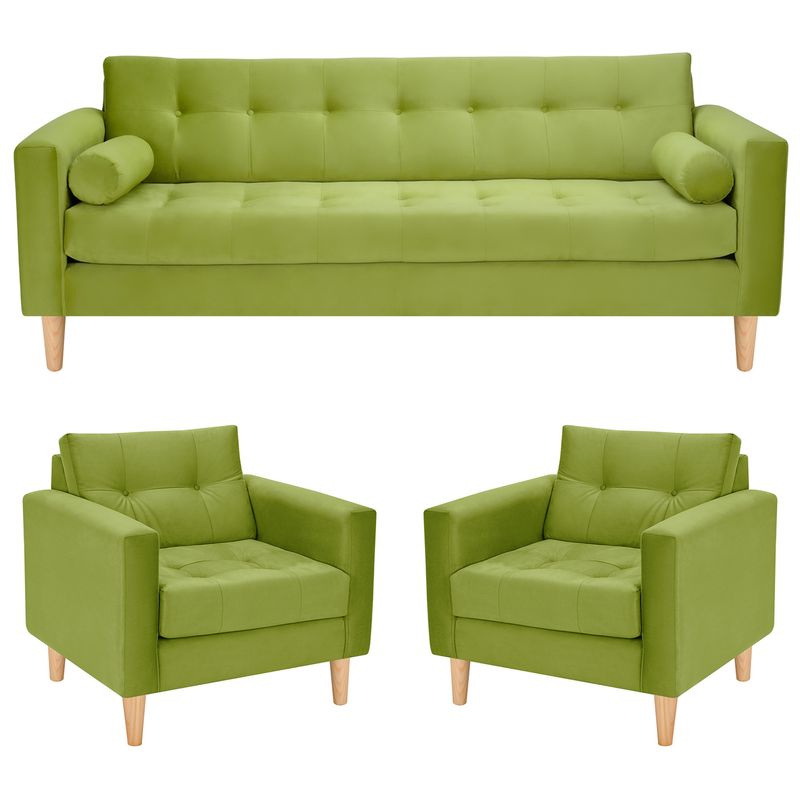 BODEVIR - Sofa Retro 3CG+1+1 Felpa 05 Pistacho