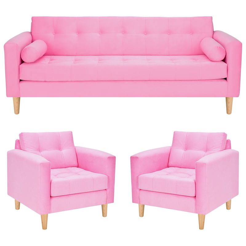 BODEVIR - Sofa Retro 3CG+1+1 Felpa 05 Rosado