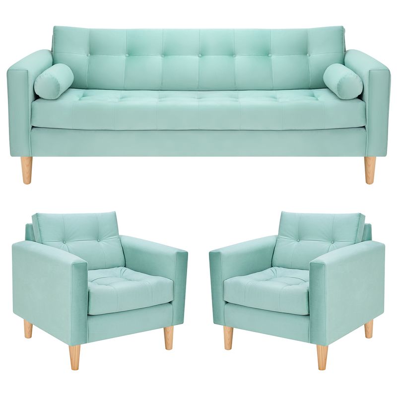 BODEVIR - Sofa Retro 3CG+1+1 Felpa 05 Verde Agua