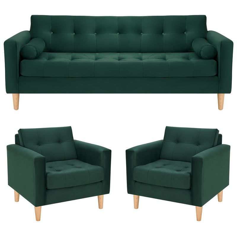 BODEVIR - Sofa Retro 3CG+1+1 Felpa 05 Verde Botella