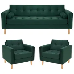 BODEVIR - Sofa Retro 3CG+1+1 Felpa 05 Verde Botella