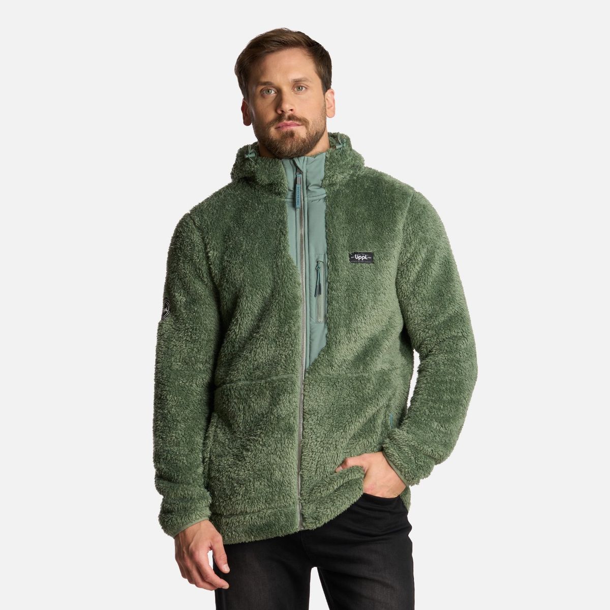 LIPPI - Polar Hombre Bear Shaggy-Pro Hoody Jacket Jade Oscuro Lippi