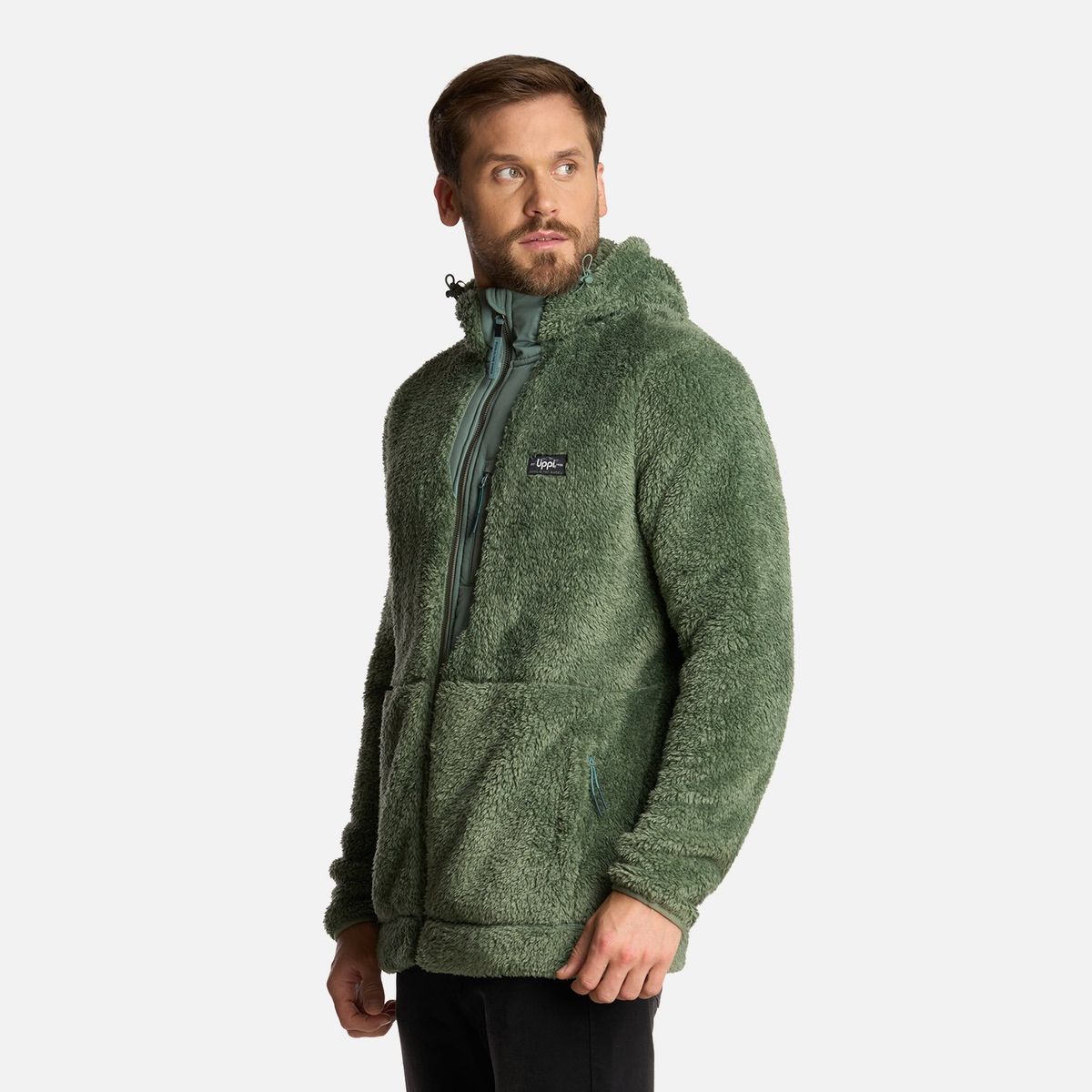 LIPPI - Polar Hombre Bear Shaggy-Pro Hoody Jacket Jade Oscuro Lippi