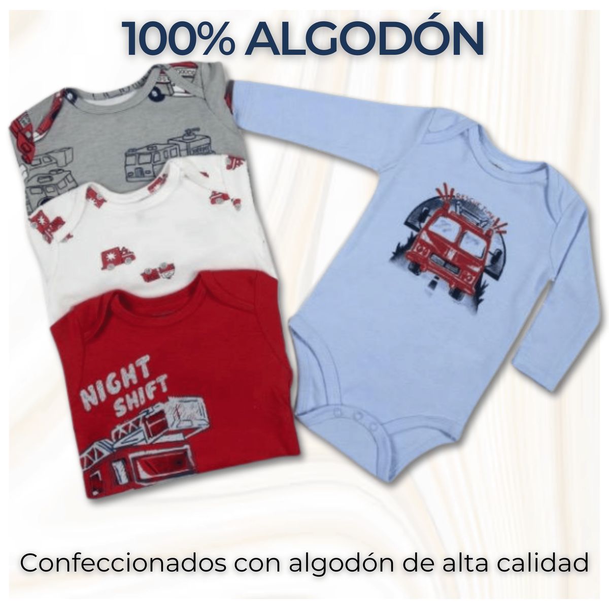 TEDMIMAK - Pack 4 Bodys Bebé Niño Manga Larga 100% Algodón Mini Explorers