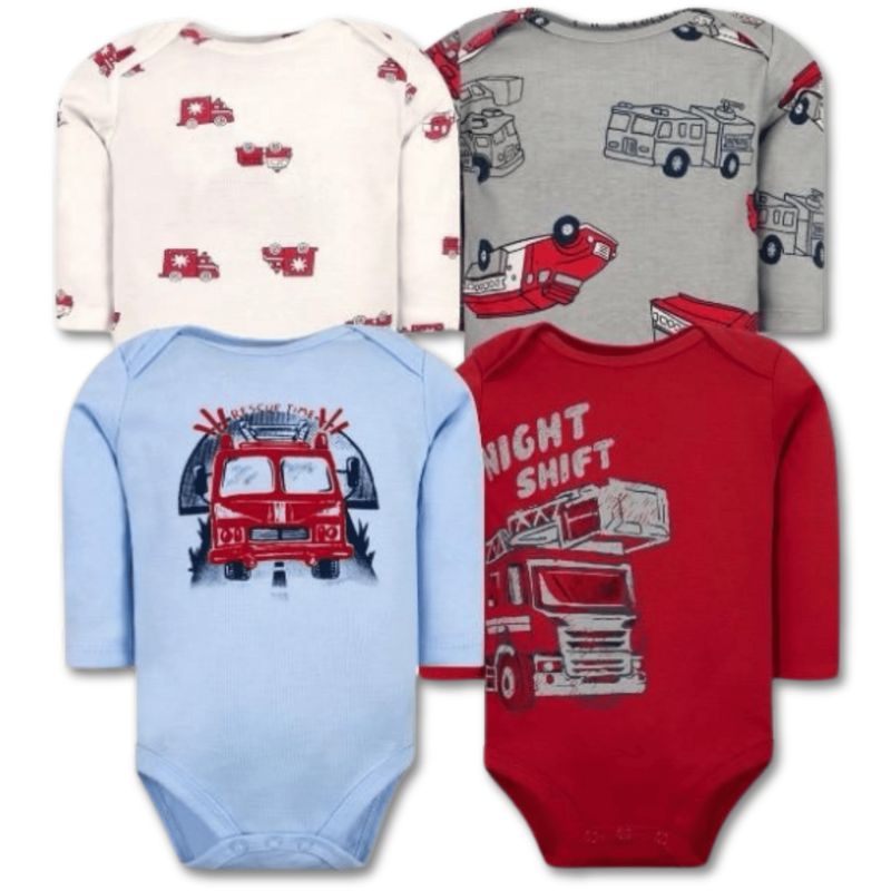 TEDMIMAK - Pack 4 Bodys Bebé Niño Manga Larga 100% Algodón Mini Explorers