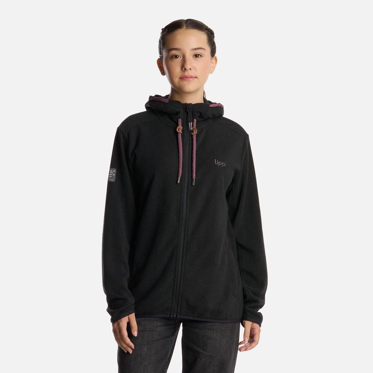 Poleron Teen Girl Stripes Nano-F Full Zip Hoody Negro Negro 12