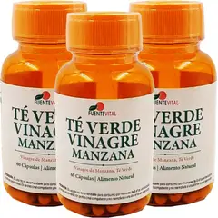 FUENTEVITAL - 3 PACK TE VERDE + VINAGRE DE MANZANA 60 CAPSULAS VEGETALES - 320 MG