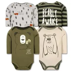 TEDMIMAK - Pack 4 Bodys Bebé Niño Manga Larga 100% Algodón Big Bear