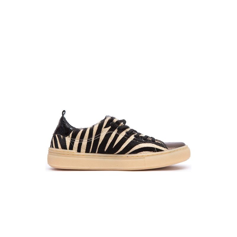 GIANI DAFIRENZE - Zapatilla Mujer De Cuero Violeta Zebra C3.