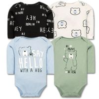 Pack 4 Bodys Bebé Niño Manga Larga 100% Algodón Baby Bear
