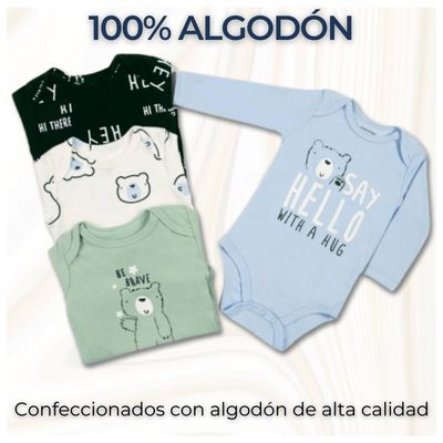 Imagen 2 del producto Pack 4 Bodys Bebé Niño Manga Larga 100% Algodón Baby Bear