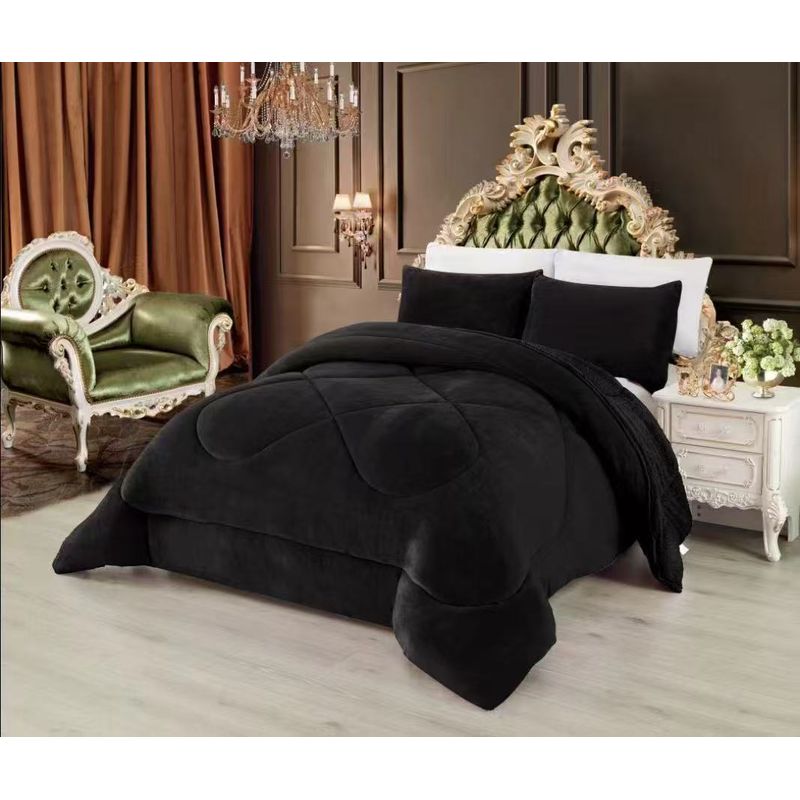 GENERICO - Cubrecama de Invierno Plush con Chiporro 1.5 p Negro MP