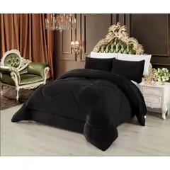 GENERICO - Cubrecama de Invierno Plush con Chiporro 1.5 p Negro MP