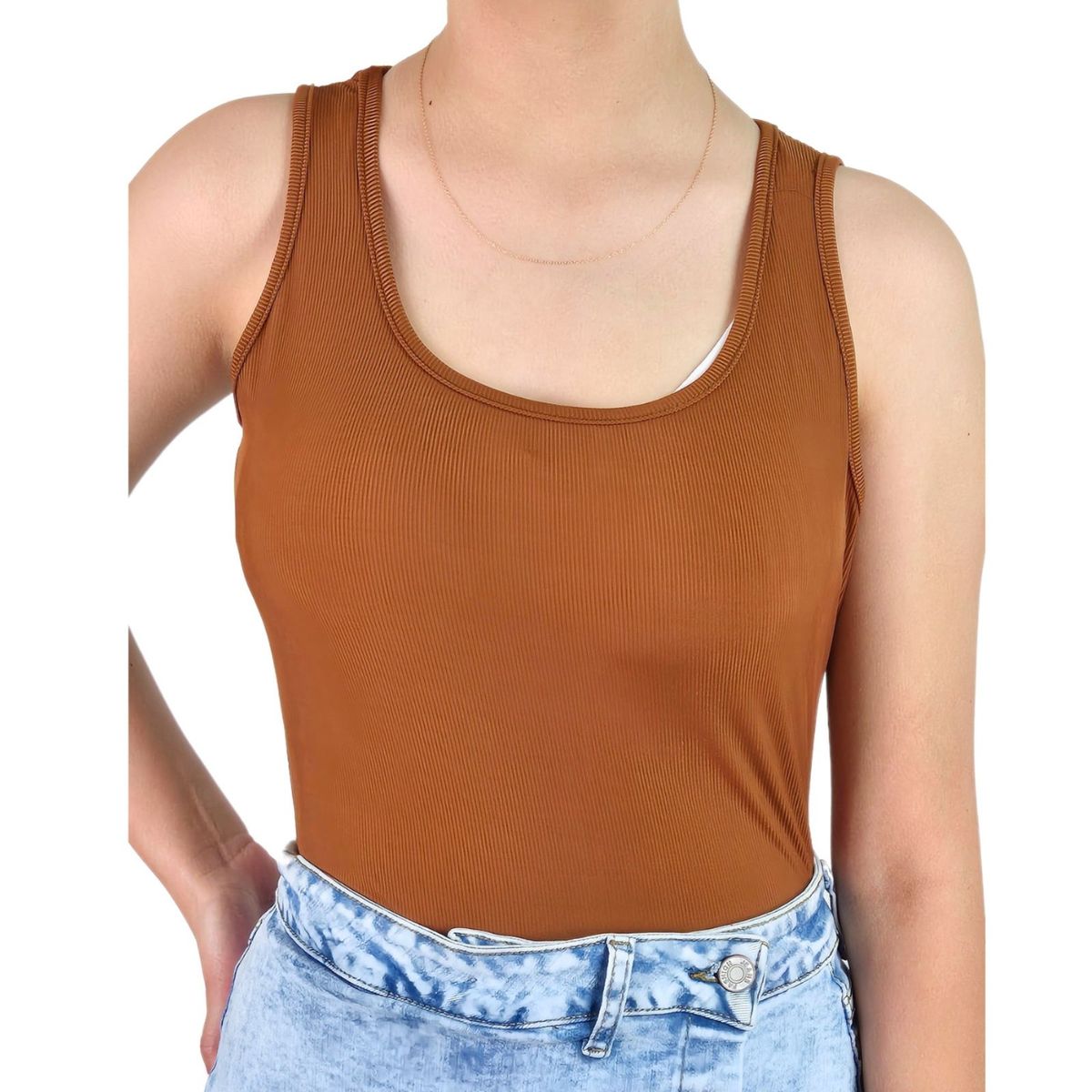 LIKE SHOP - Body Mujer Elasticado Acanalado Modelo Musculosa Z71