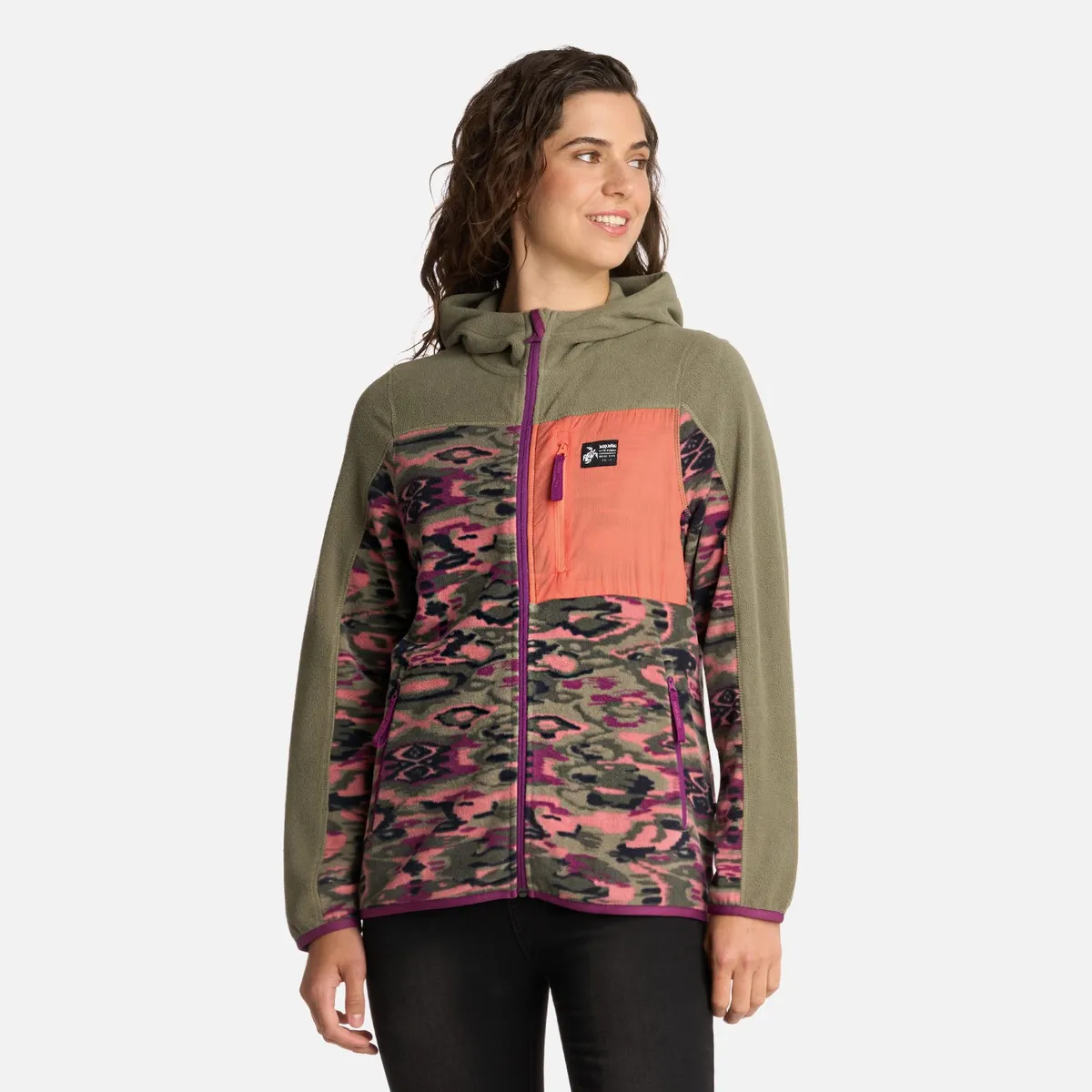 HAKA HONU - Polerón Mujer Leñera Print Verde Oliva Haka Honu