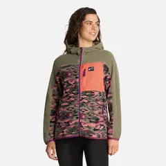 HAKA HONU - Polerón Mujer Leñera Print Verde Oliva