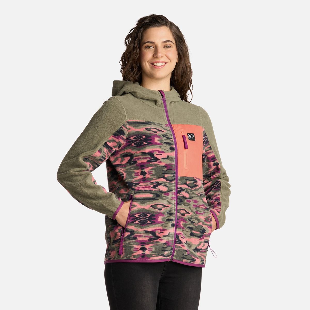 HAKA HONU - Polerón Mujer Leñera Print Verde Oliva Haka Honu