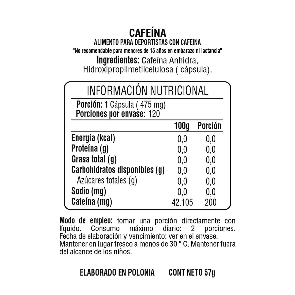 GENERICO - Cafeína Speed 120 Capsulas - 7Nutrition